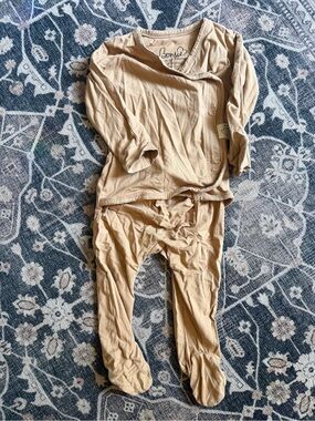 Bonsie Beige Organic Baby Footed Set